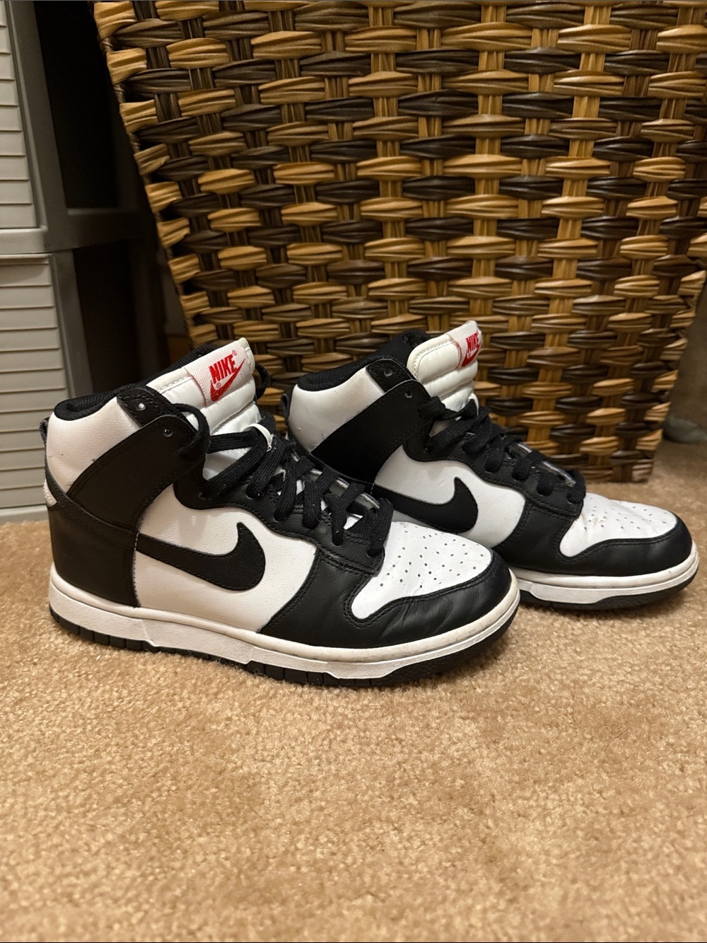 Nike Black and White High-Top Swoosh Sneakers